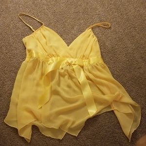 Fredricks of Hollywood Sheer Yellow Lingerie Top